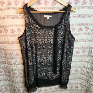 Cabi Women's Black Lace Tank Top XL